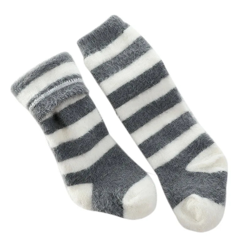 Winter cute warm soft plush baby knee high socks for cozy little feet (0-3 years)