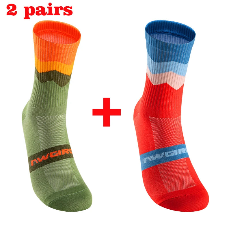 2 Paar atmungsaktive Kompressions-Radsocken für Herren