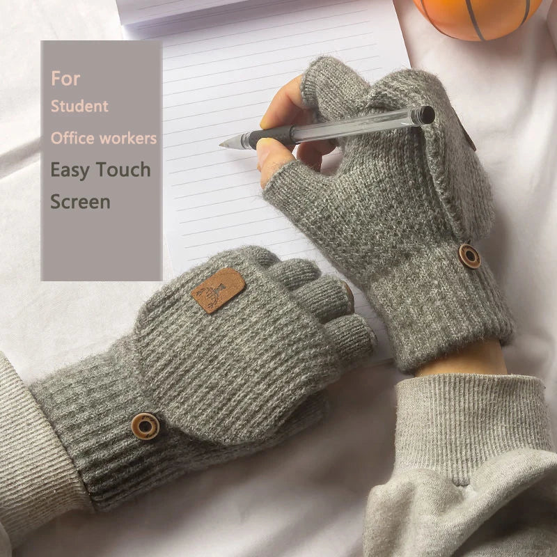 Knitted fingerless gloves for winter warm Touch Screen gloves for men or women Half Finger