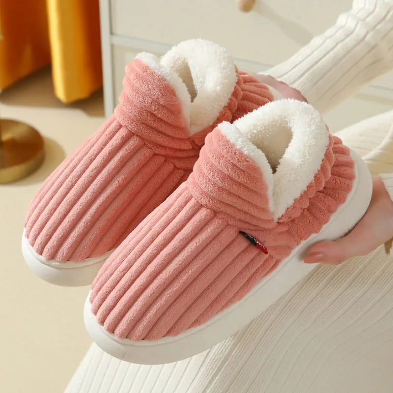 Unisex Cotton Slippers great Winter Plush Shoes, for Casual Warmth & Snowy Days men women