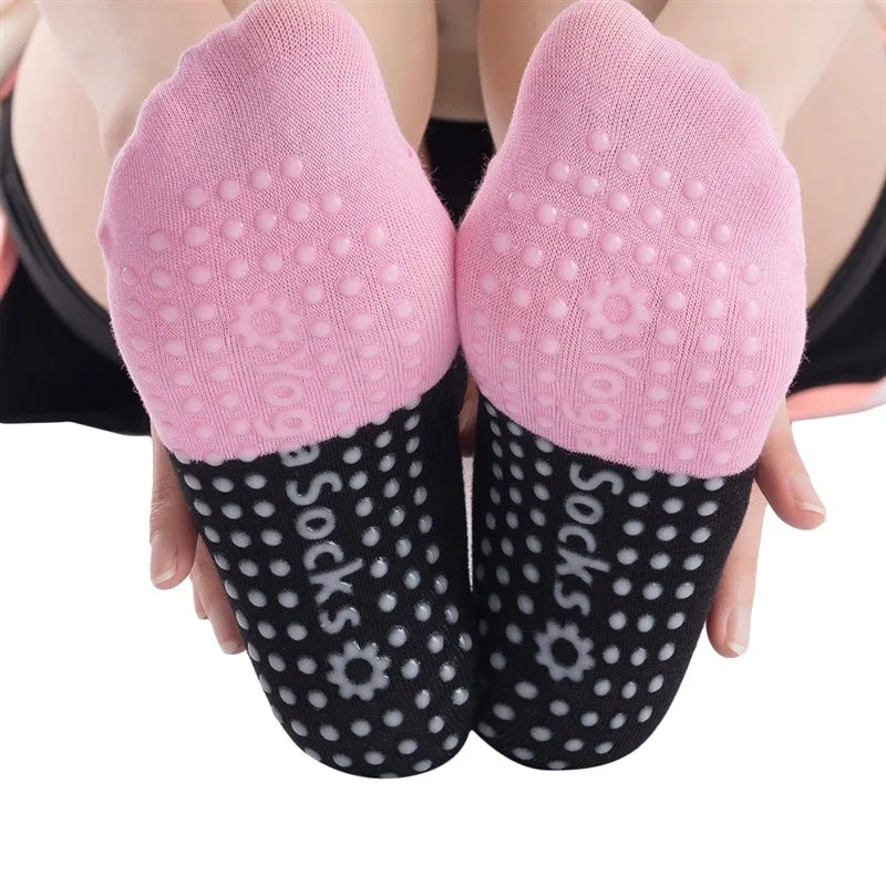 Graceful cute women's yoga socks new silicone anti-slip ballet pilates socks with backless breathable design and elegant bandage detail