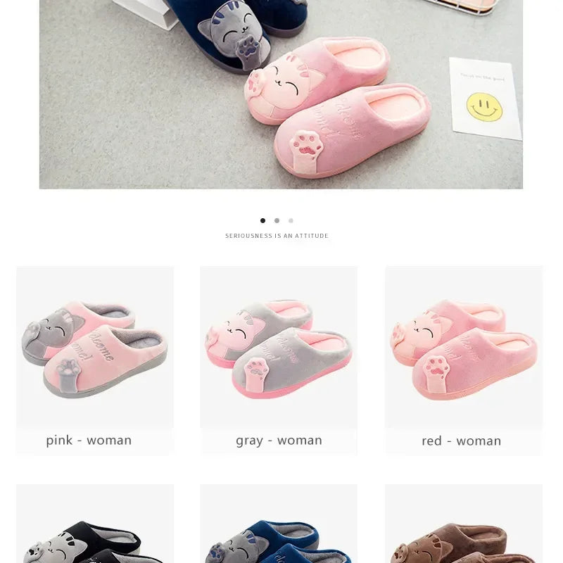 Cozy Cat cartoon Women's Slippers for extra Winter Warmth and Non-Slip Comfort!