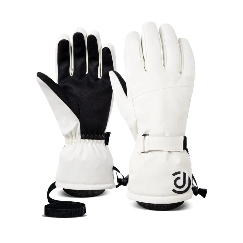 Windproof-waterproof warm fleece touch screen ski gloves