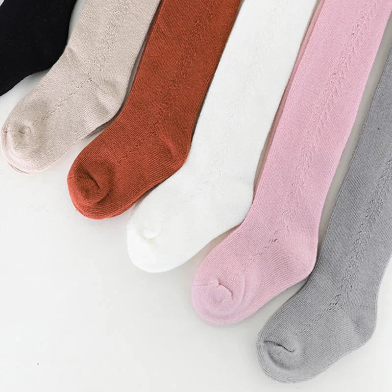 Spring -summer baby kids girl tights fashion knitted ribbed pantyhose - solid mesh leggings for girls, toddler baby tights (0-5Y)