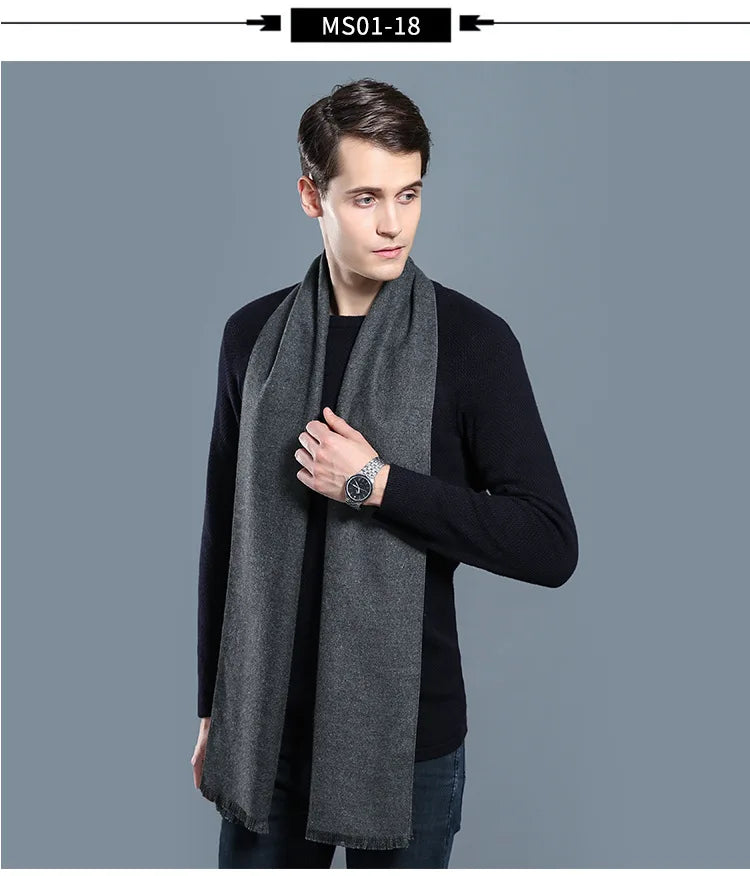 sophisticated cashmere blend warm plaid men's Scarf for winter, casual-business look perfect Gift