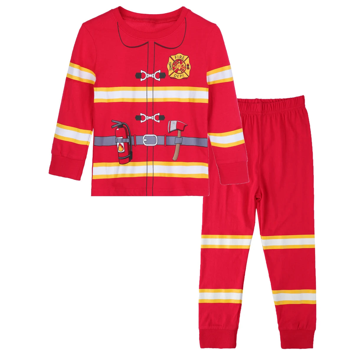Cotton pajamas pyjamas sets for baby kids boys: police firefighter sleepwear cosplay costume fun party pyjamas children basketball pjs 3-12 years old