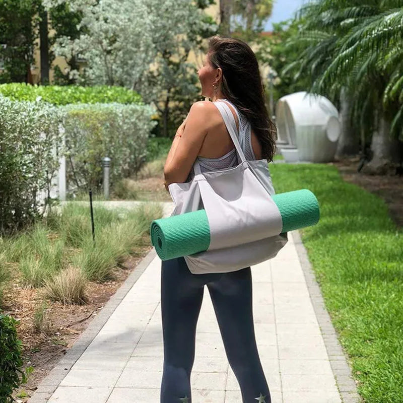 Eco-friendly cotton portable yoga pilates mat storage bag outdoor yoga tote bag large capacity canvas shoulder bag yoga accessories storage bag