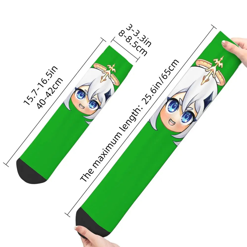 Chibi paimon Genshin anime impact unisex happy Socks from cotton blend for A Year-Round Delight for Fans