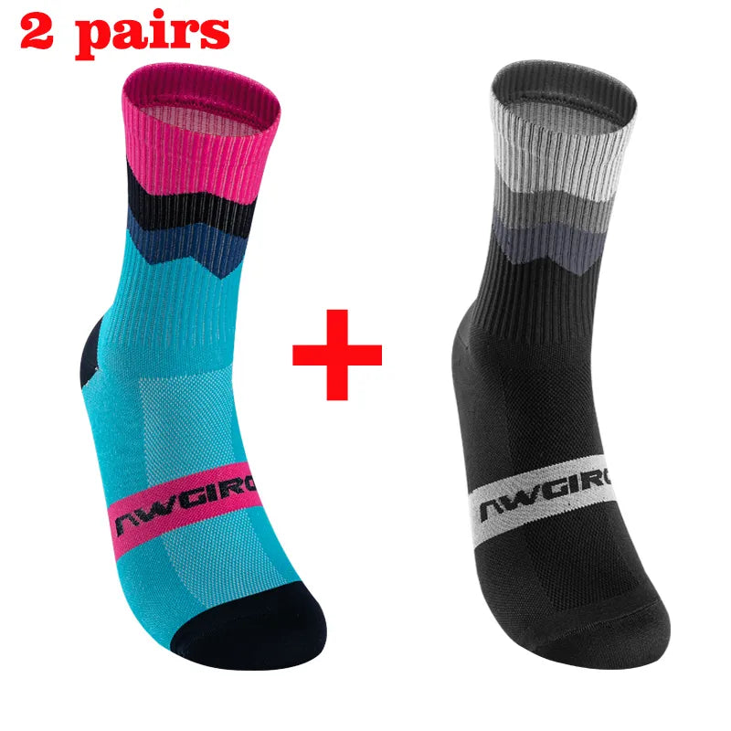 2 Paar atmungsaktive Kompressions-Radsocken für Herren