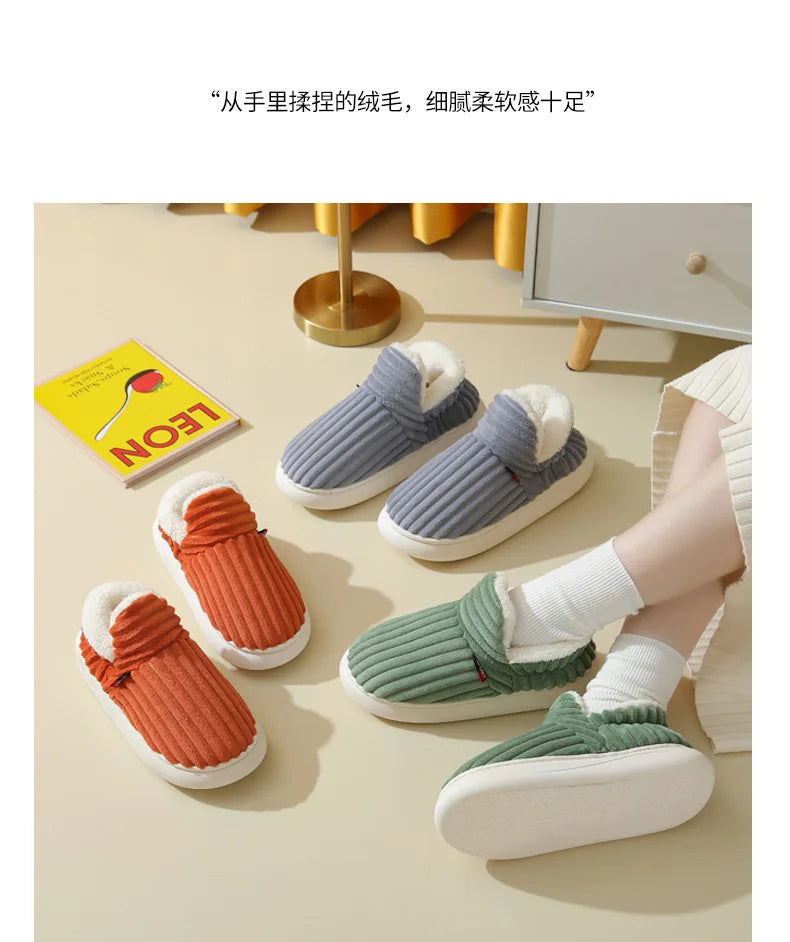 Unisex Cotton Slippers great Winter Plush Shoes, for Casual Warmth & Snowy Days men women