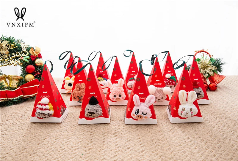 Cute animal Christmas socks with 3d fluffy coral velvet, thick and warm winter gift for women