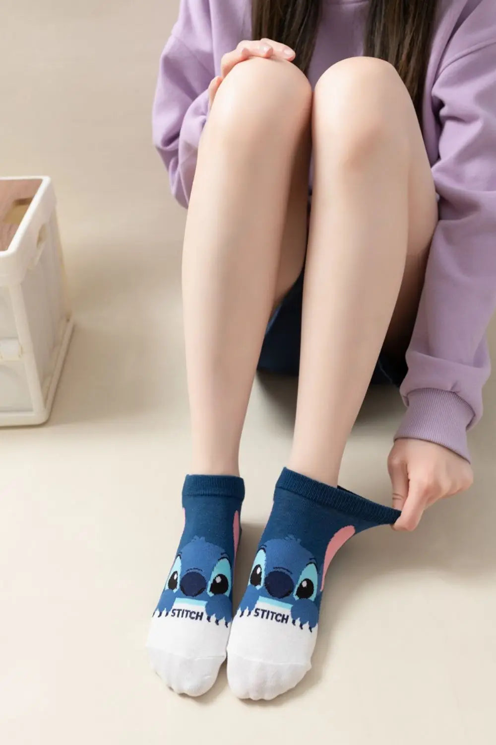 Chaussettes de dessin animé Disney Stitch - Chaussettes en coton pour enfants, cadeaux de Noël Kawaii pour garçons ou filles