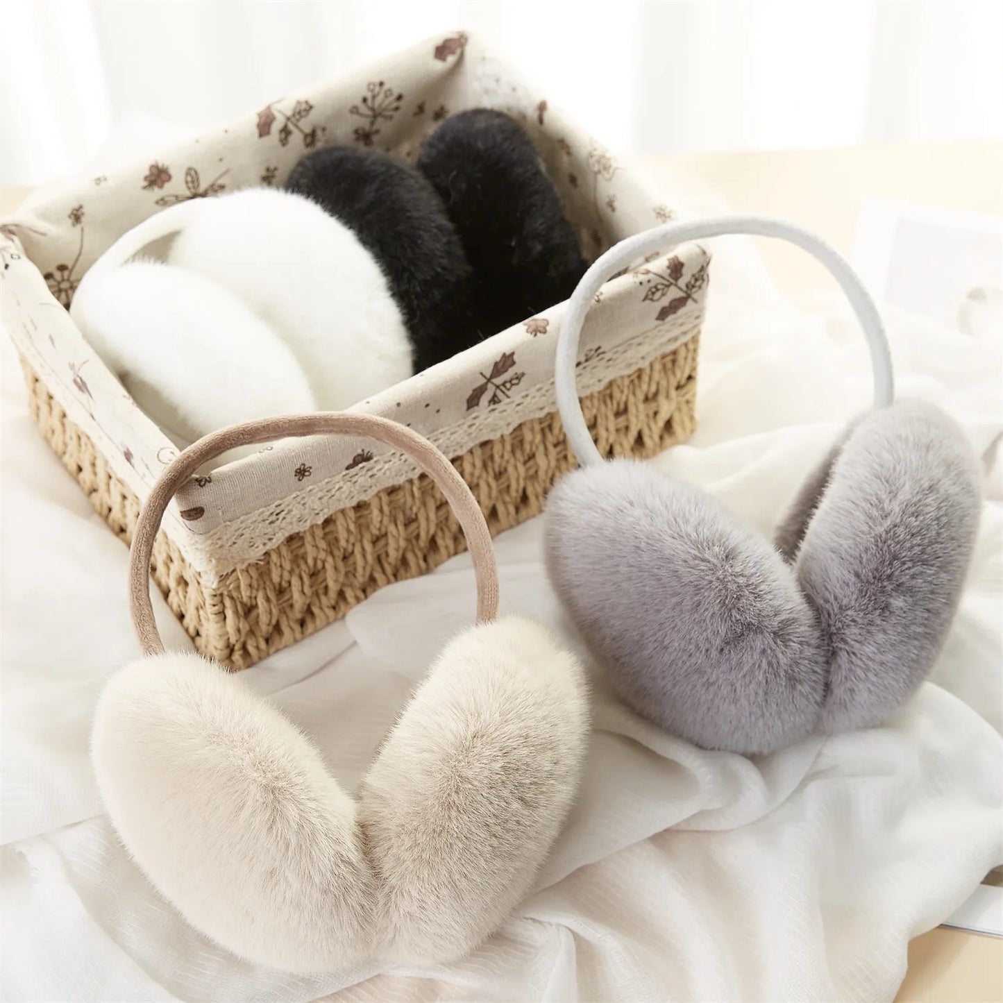 High-Quality Faux Rabbit Fur Earmuffs, Stylish Winter Ear Warmers for women