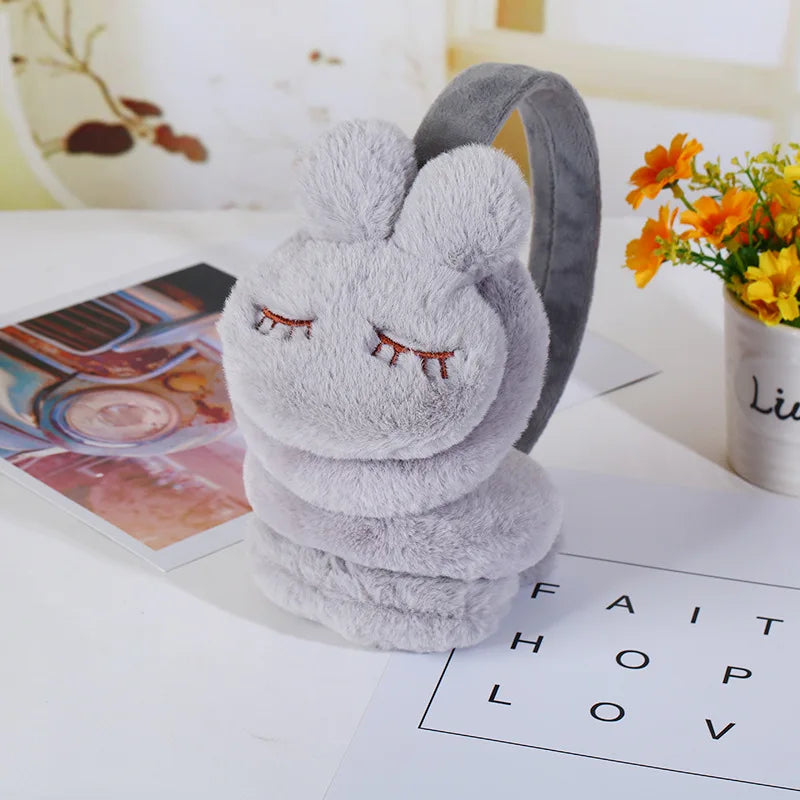 Cute cartoon kids rabbit earlap earmuffs headband to stay cozy with winter outdoor warmth! plush, thick, and soft earmuff - adjustable ear cover accessories for fashionable girls