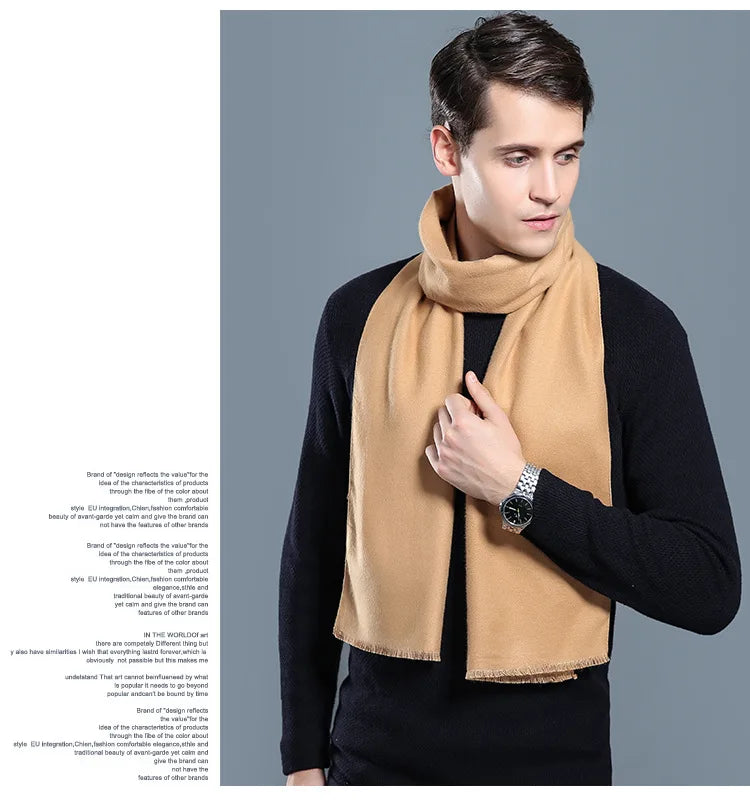sophisticated cashmere blend warm plaid men's Scarf for winter, casual-business look perfect Gift