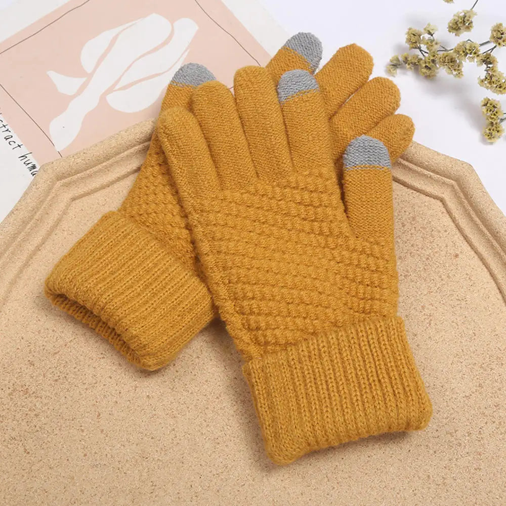 Winter warmth with cat and bird printed thermal knitted cashmere feel gloves - energize your cold days with cozy comfort women or teens girls gloves