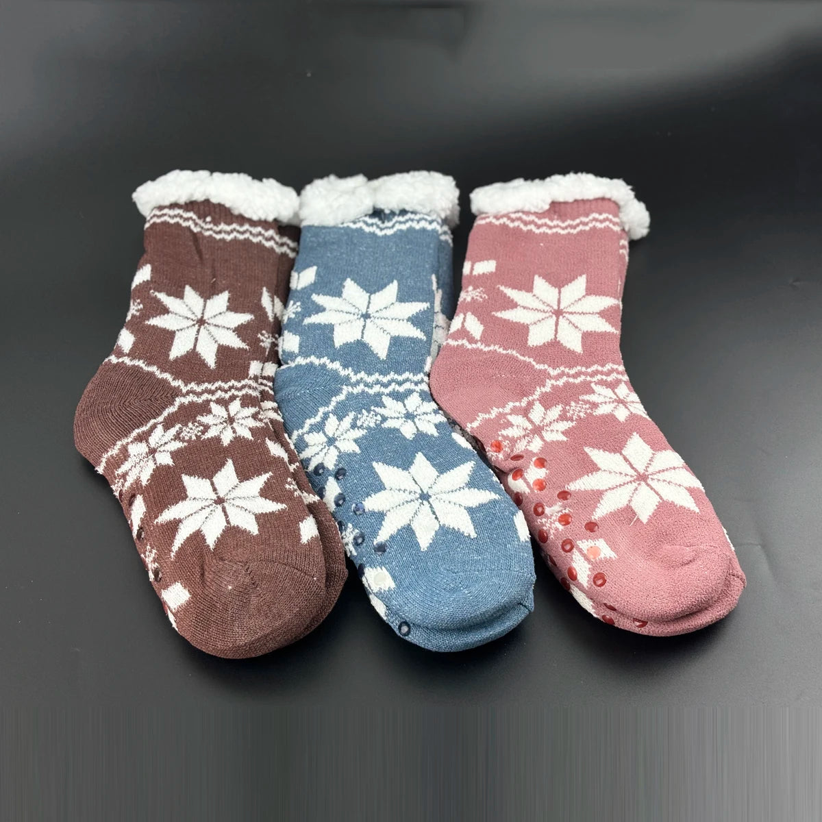 Winter warm socks for women for cozy Christmas holidays, thermal sleeping socks with non-slip grip