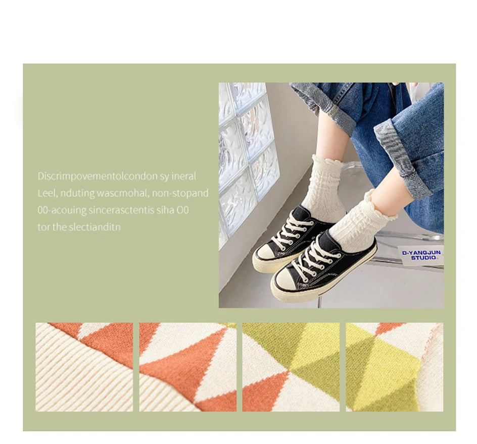Chic striped women's mid-tube socks - 2 pairs set