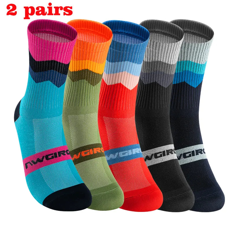 2 Paar atmungsaktive Kompressions-Radsocken für Herren