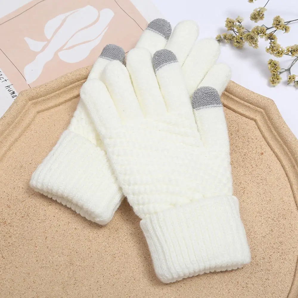 Winter warmth with cat and bird printed thermal knitted cashmere feel gloves - energize your cold days with cozy comfort women or teens girls gloves