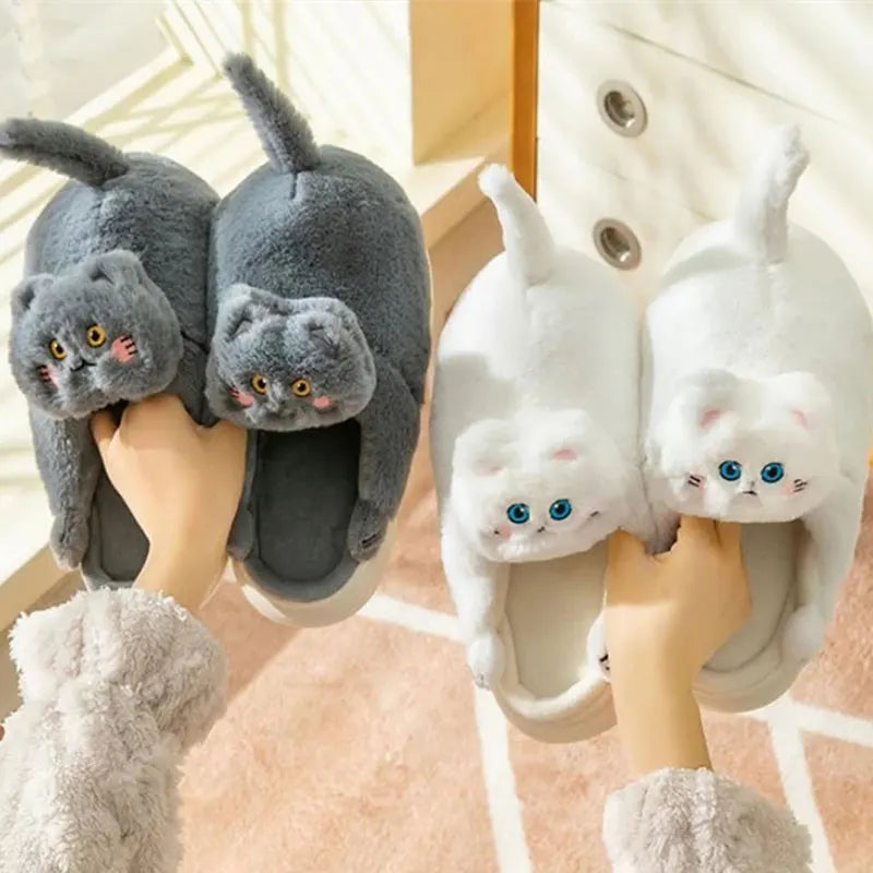 Furry & Warm Cozy Cat Winter Slippers for women extra wither warmth or a special gift