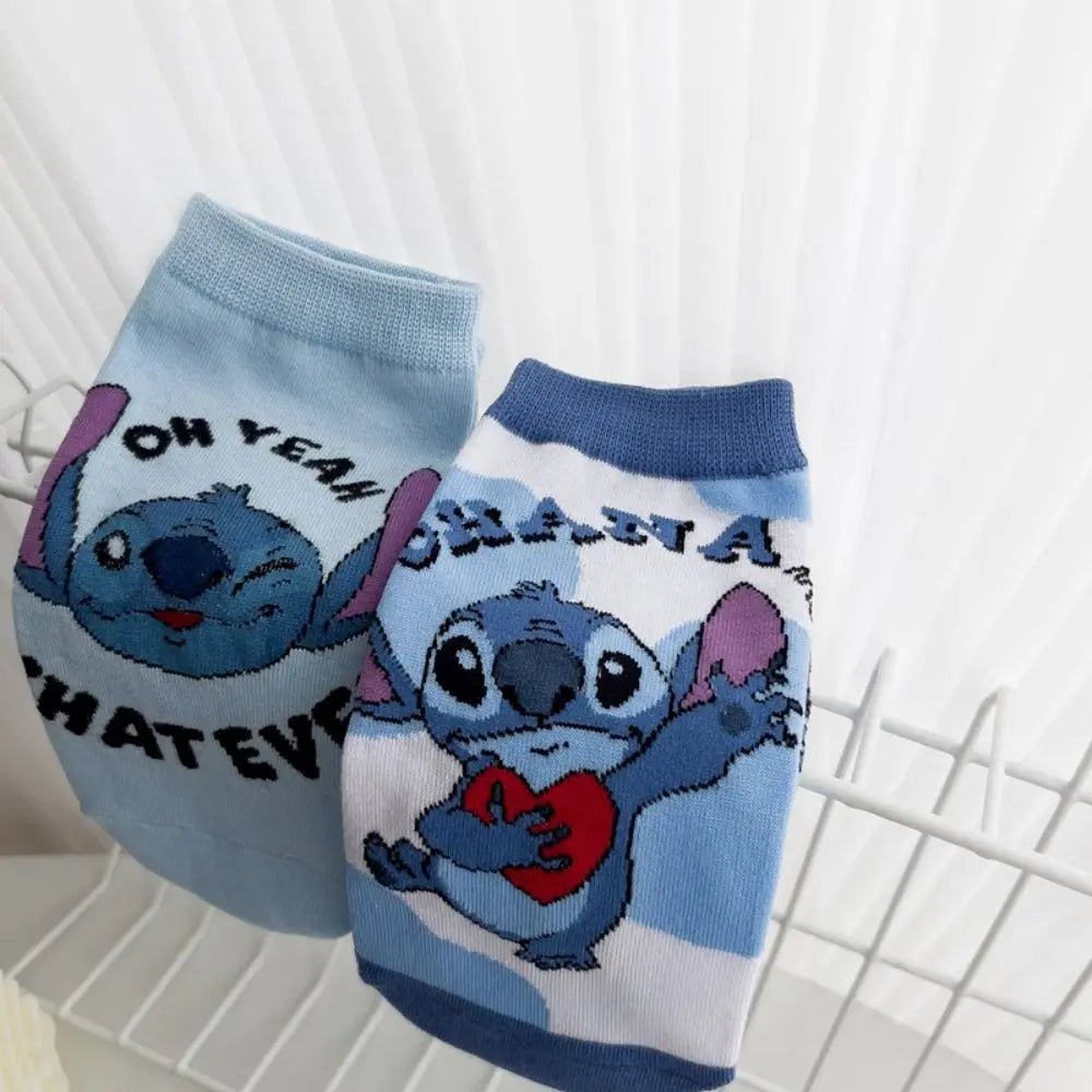 Chaussettes de dessin animé Disney Stitch - Chaussettes en coton pour enfants, cadeaux de Noël Kawaii pour garçons ou filles