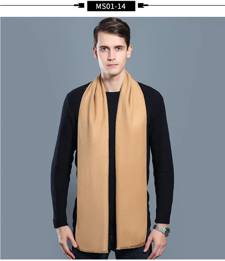 sophisticated cashmere blend warm plaid men's Scarf for winter, casual-business look perfect Gift