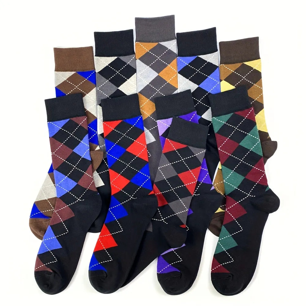 Gemusterte Trendsocken für Herren aus weicher und atmungsaktiver Baumwolle, hochwertiger Tragekomfort in Übergrößen