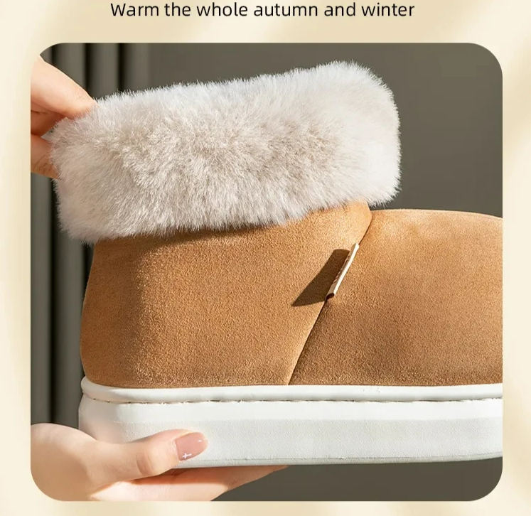 Winter  Fur Women's Shoes boots slippers  that are Cozy, Antiskid sole Fashionable Solid Colors, Perfect for even Outdoor Warmth and Casual Comfort