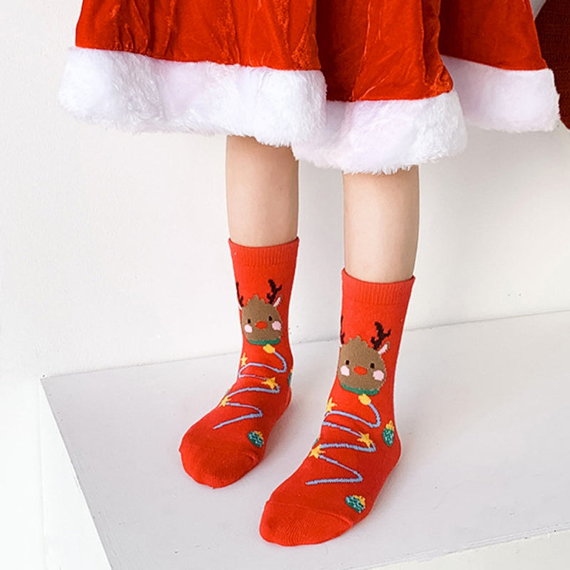 Set of 3 pair of cozy Christmas socks for kids - snowman and Santa designs (ages 1-12)