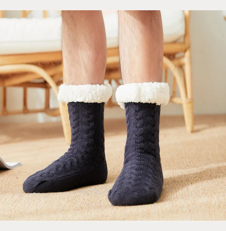 Hiver épais moelleux chaud confort hommes effet thermique maison chaussettes ou pantoufles