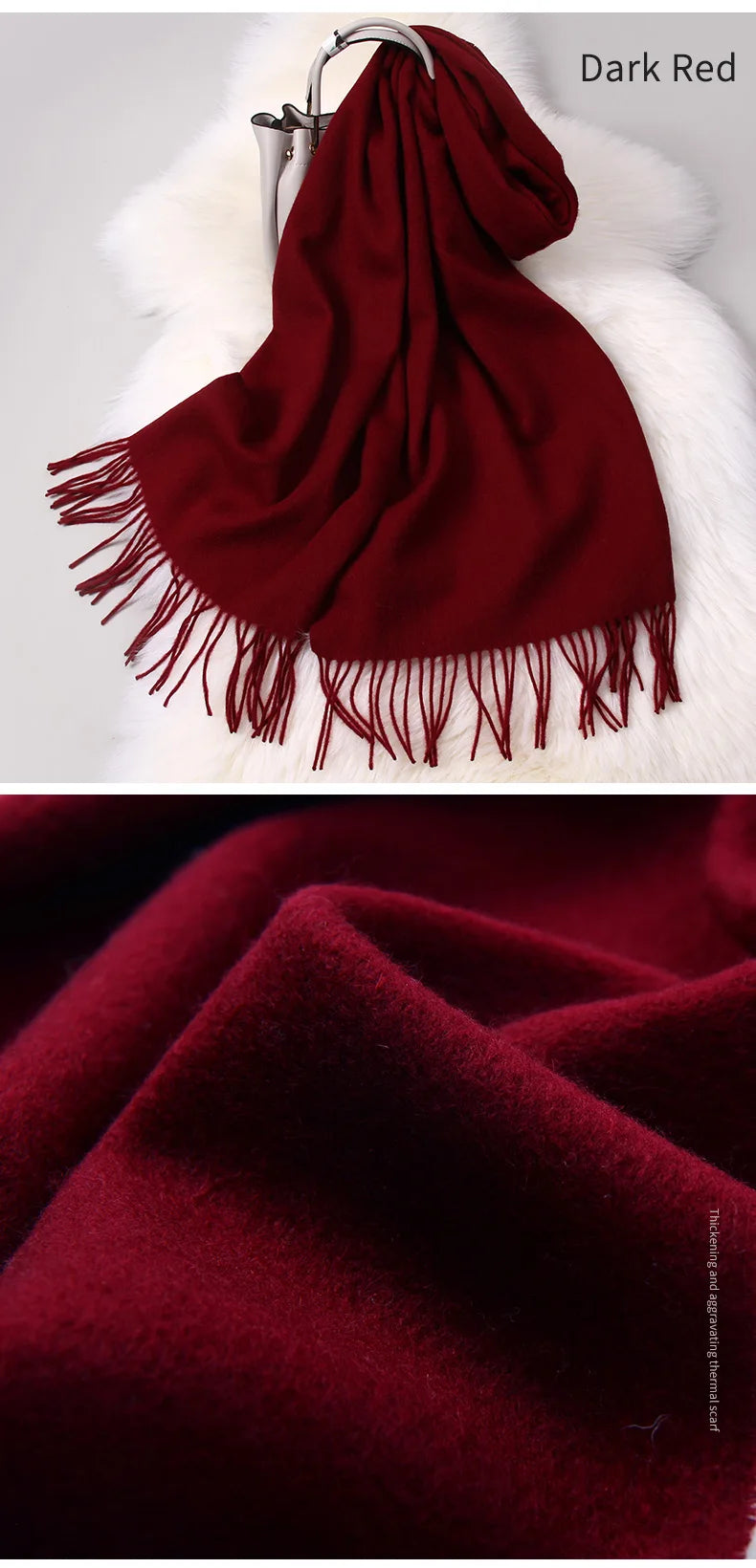 Eleganter Schal/Pashmina aus reiner Wolle mit Quasten 