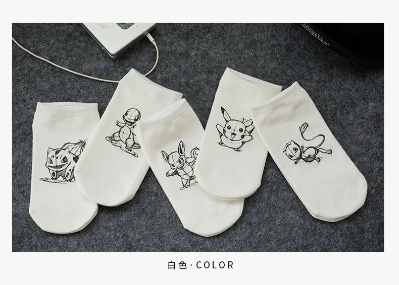 Pokemon 3D-gedruckte Knöchel unsichtbare Socken Cartoon Anime Pikachu Stil Männer Frauen Kinder