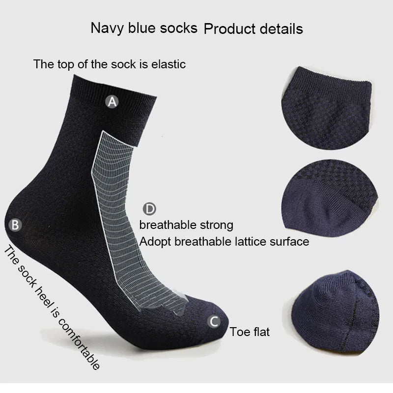 10 Pairs of Men's Bamboo Fiber Compression Socks, Ideal for Business Casual Dress, Plus Size 42-45, Perfect Gift