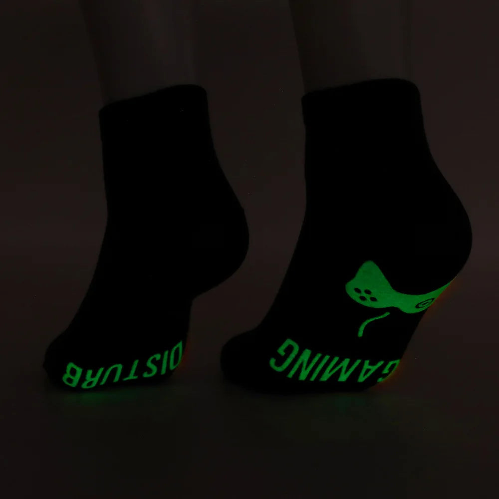 Chaussettes noires en coton pour hommes, lumineuses, amusantes, gamer