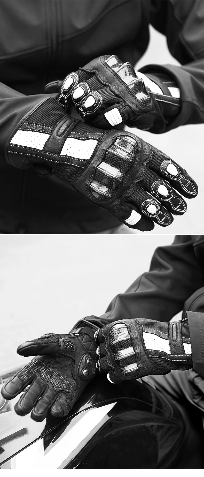 Stylish genuine leather touchscreen motorcycle Gloves for the ultimate riding comfort for men or women