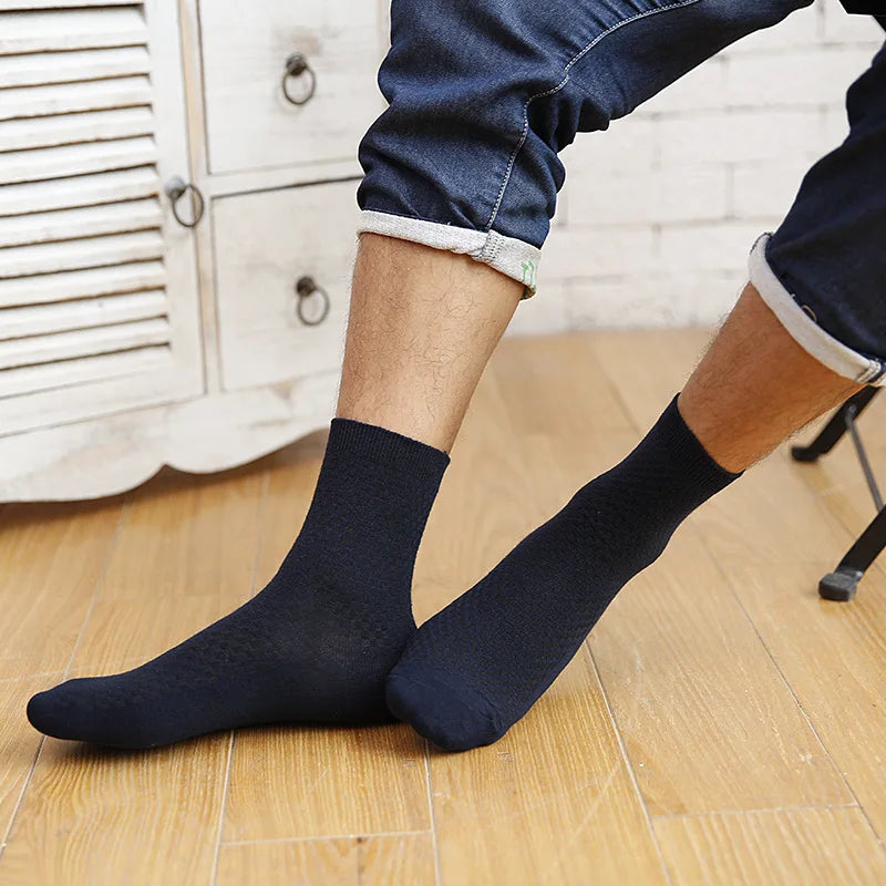 Ensemble de 5 paires de chaussettes de compression respirantes en fibre de bambou pour hommes, collection professionnelle formelle et décontractée pour grandes tailles EU 38-48