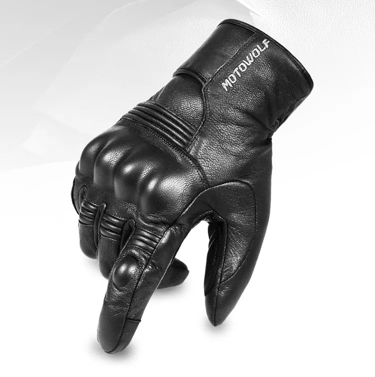 Gants de moto imperméables en cuir de qualité supérieure pour hommes ou femmes, unisexe, Protection thermique chaude, cyclisme, ski de neige 