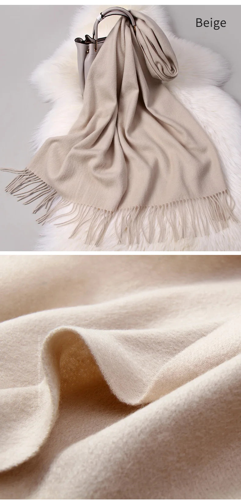 Eleganter Schal/Pashmina aus reiner Wolle mit Quasten 