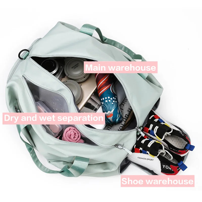 Versatile women's sports gym bag for travel dry wet bag handbags for multifunctional use - ideal for swimming, fitness, yoga, pilates and weekend getaways!