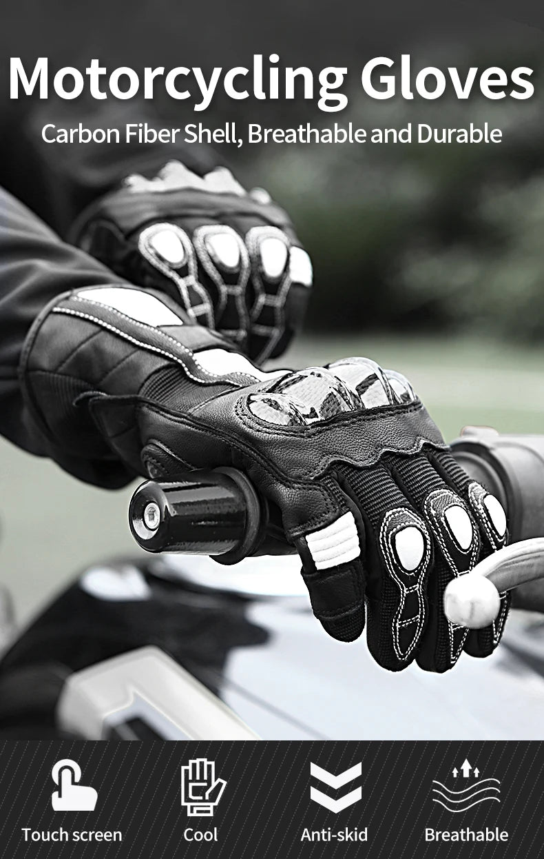 Stylish genuine leather touchscreen motorcycle Gloves for the ultimate riding comfort for men or women