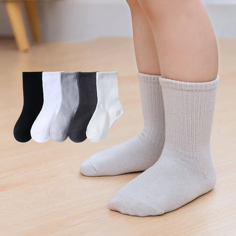 Chaussettes enfants en coton haute élasticité pour garçons et filles boîte de 5 paires