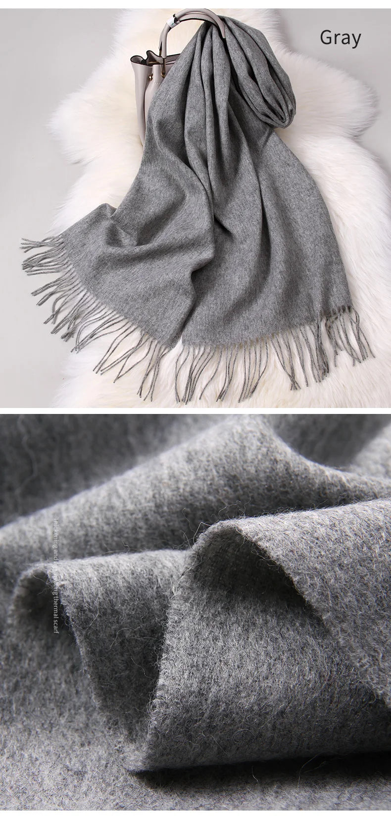 Eleganter Schal/Pashmina aus reiner Wolle mit Quasten 