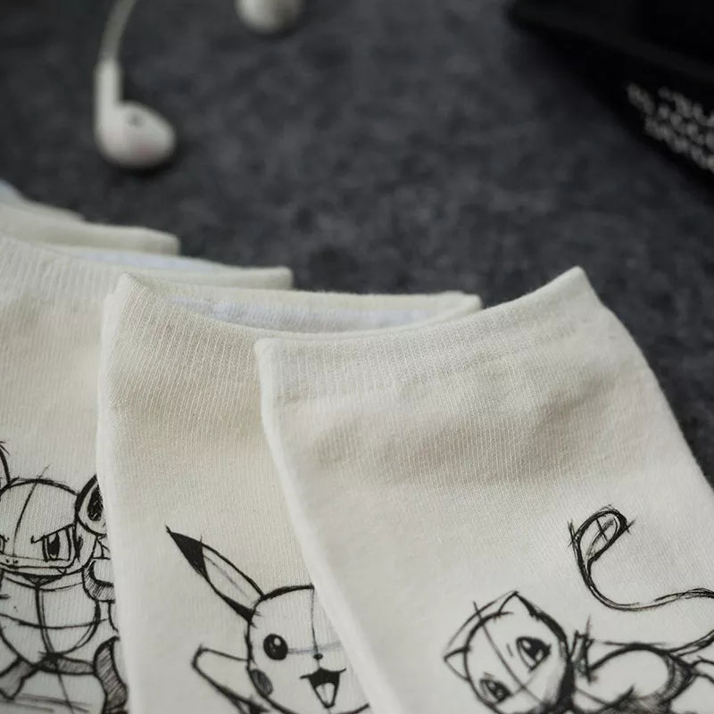 Pokemon 3D-gedruckte Knöchel unsichtbare Socken Cartoon Anime Pikachu Stil Männer Frauen Kinder