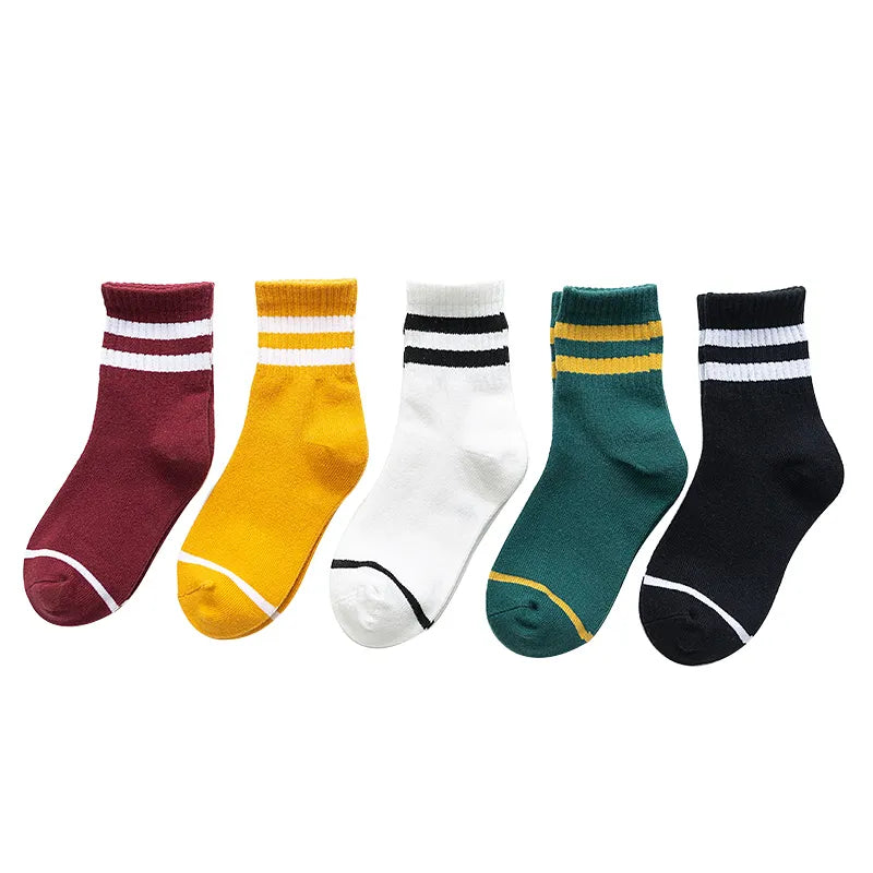 Lot de 5 paires de jolies chaussettes en coton pour enfants pour toutes les saisons, un délice en maille respirante (3-11 ans)