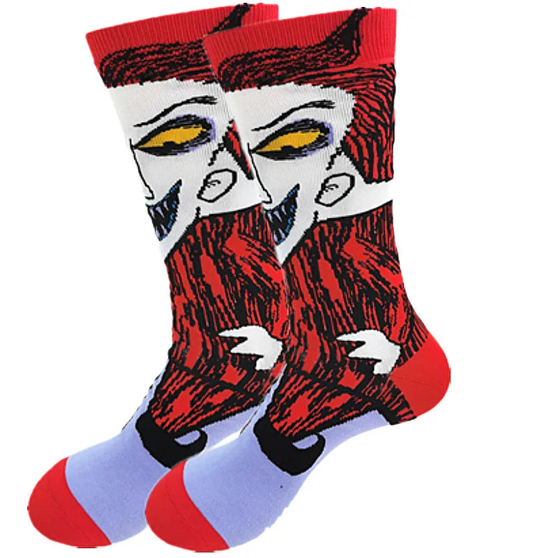 Men's Cartoon Anime Clown Crew Socks - Winter Warmth & Fun