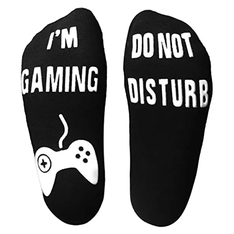 Chaussettes noires en coton pour hommes, lumineuses, amusantes, gamer