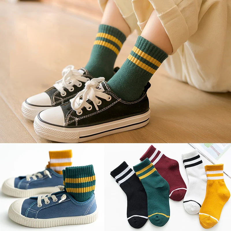 5 pairs set of cute cotton kids socks for all seasons a breathable mesh delight (3-11 years)