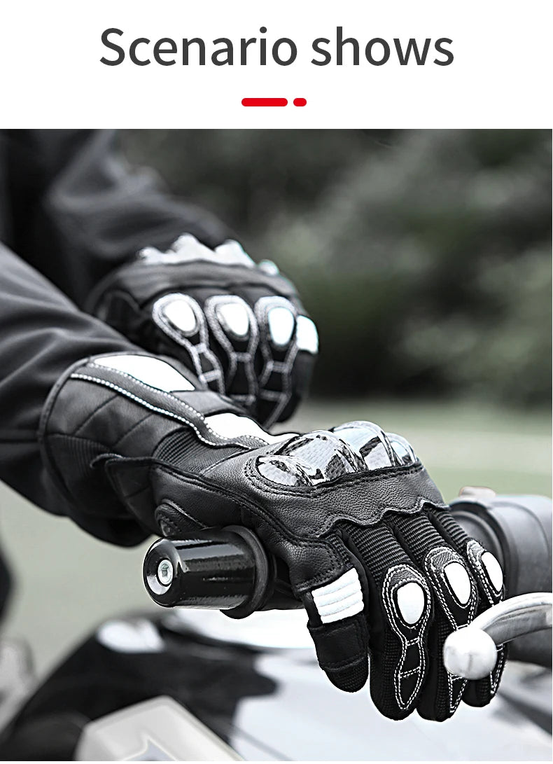 Stylish genuine leather touchscreen motorcycle Gloves for the ultimate riding comfort for men or women