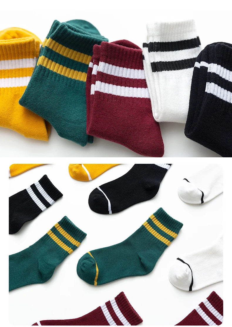 5 pairs set of cute cotton kids socks for all seasons a breathable mesh delight (3-11 years)